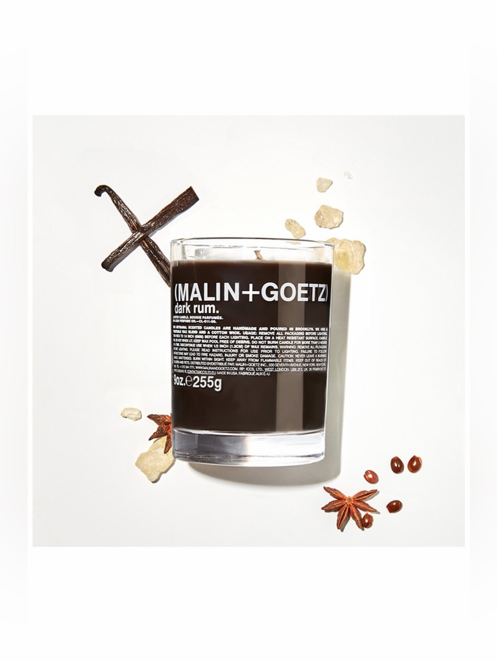 NWT MALIN+GOETZ Dark Rum Scented Candle - Black